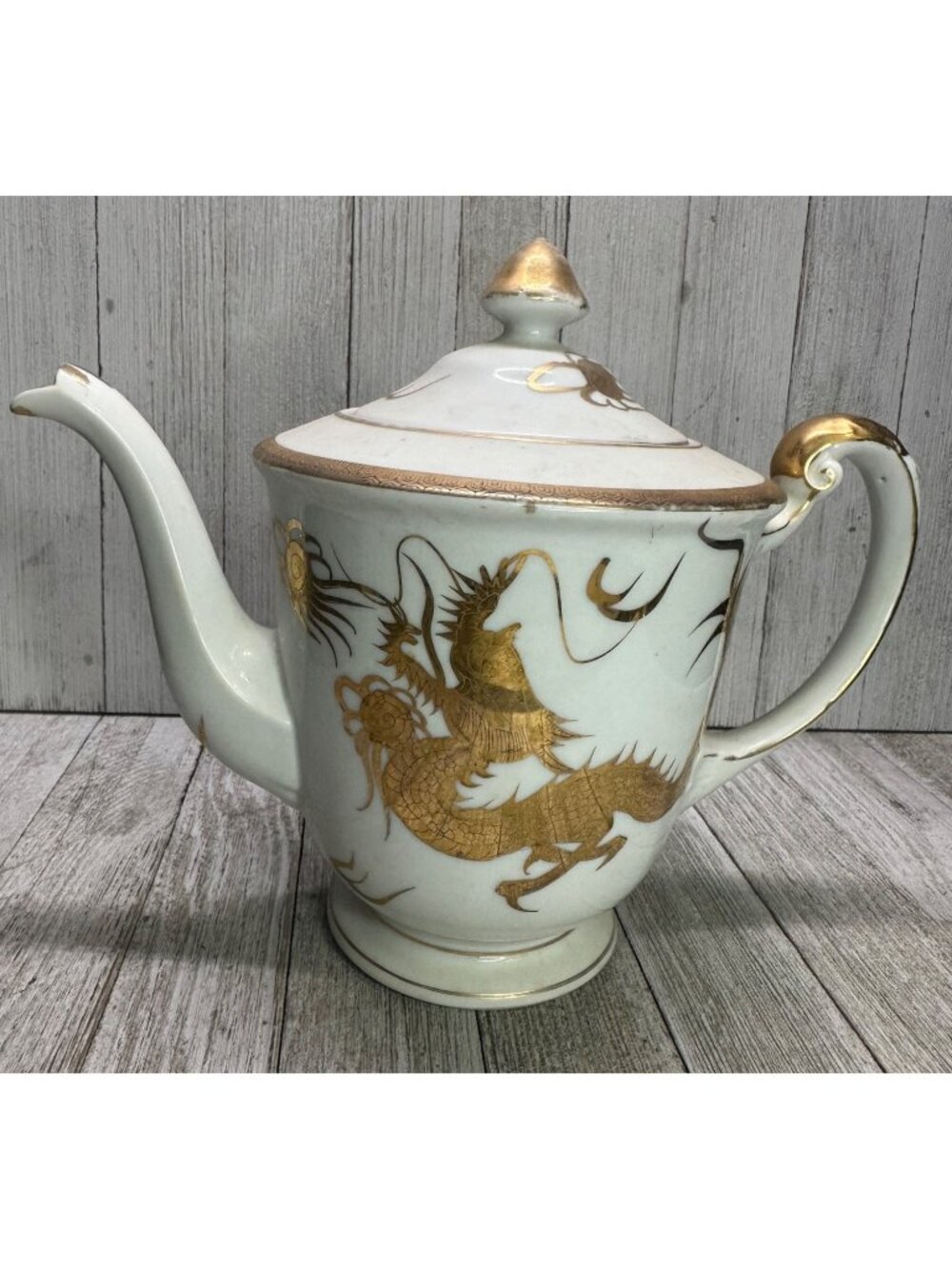 Vtg Hayasi Teapot Gold Dragon Dragonware Painted Porcelain Decorative Japan 8" T